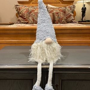 Large Dangle Plush White & Gray Fuzzy Christmas Gnome